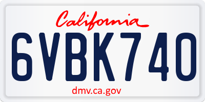 CA license plate 6VBK740