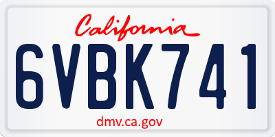 CA license plate 6VBK741