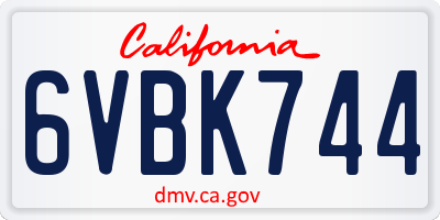 CA license plate 6VBK744