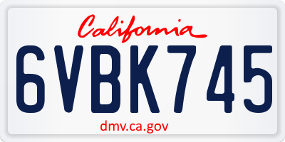 CA license plate 6VBK745