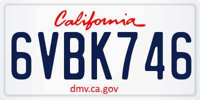 CA license plate 6VBK746