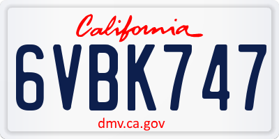CA license plate 6VBK747