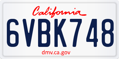 CA license plate 6VBK748