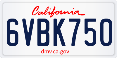 CA license plate 6VBK750