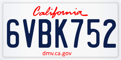 CA license plate 6VBK752