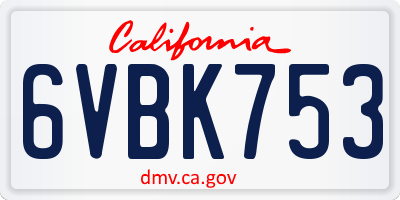 CA license plate 6VBK753