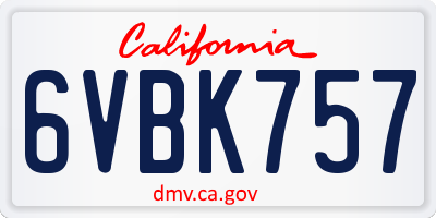 CA license plate 6VBK757