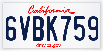 CA license plate 6VBK759