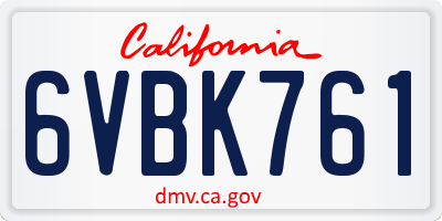 CA license plate 6VBK761