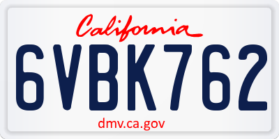 CA license plate 6VBK762