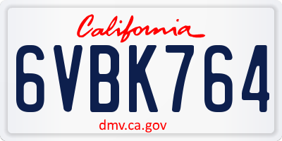 CA license plate 6VBK764