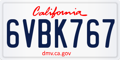 CA license plate 6VBK767