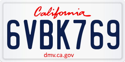 CA license plate 6VBK769