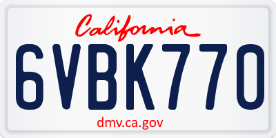 CA license plate 6VBK770