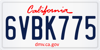CA license plate 6VBK775
