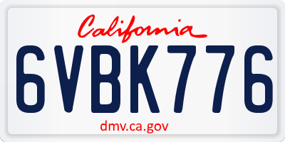 CA license plate 6VBK776