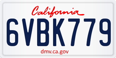 CA license plate 6VBK779