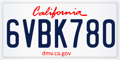 CA license plate 6VBK780