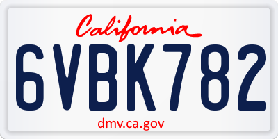 CA license plate 6VBK782