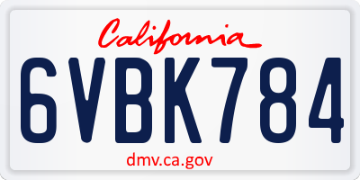 CA license plate 6VBK784