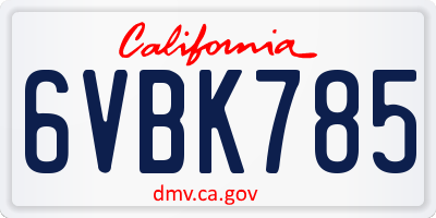 CA license plate 6VBK785