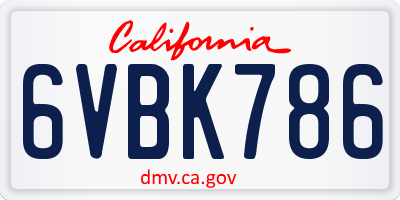 CA license plate 6VBK786