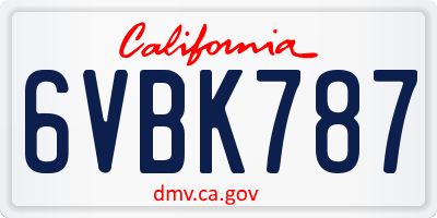 CA license plate 6VBK787
