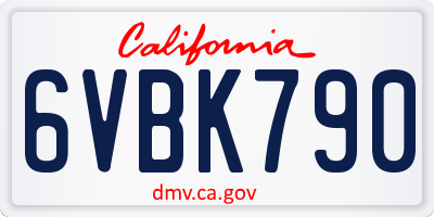 CA license plate 6VBK790