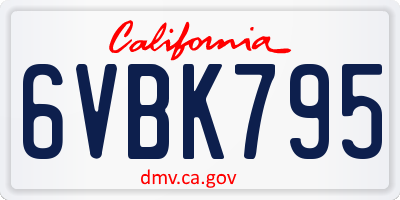 CA license plate 6VBK795