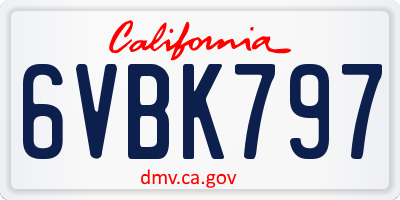 CA license plate 6VBK797