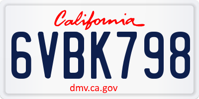 CA license plate 6VBK798
