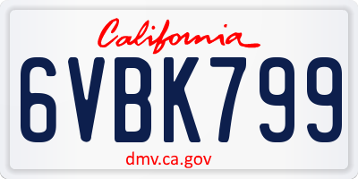 CA license plate 6VBK799