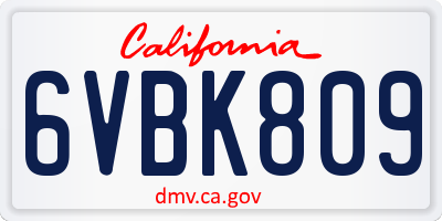 CA license plate 6VBK809
