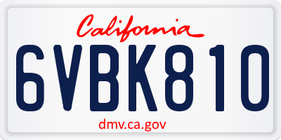 CA license plate 6VBK810