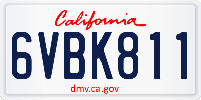 CA license plate 6VBK811