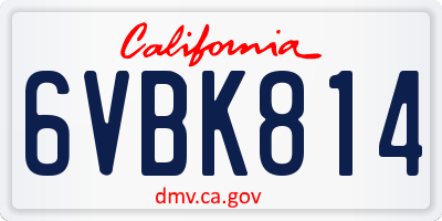 CA license plate 6VBK814