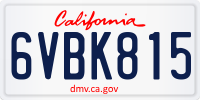 CA license plate 6VBK815