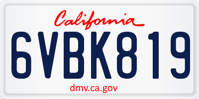 CA license plate 6VBK819