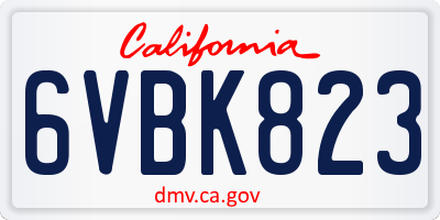 CA license plate 6VBK823