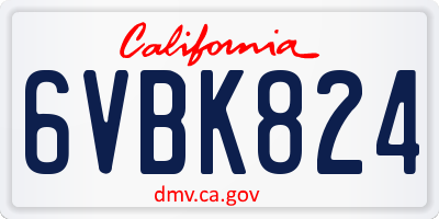 CA license plate 6VBK824