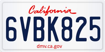 CA license plate 6VBK825