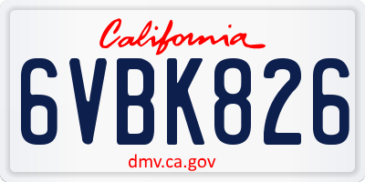 CA license plate 6VBK826