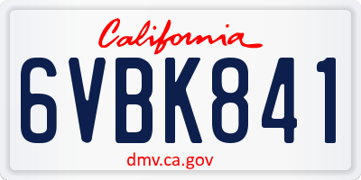 CA license plate 6VBK841