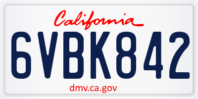 CA license plate 6VBK842