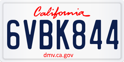 CA license plate 6VBK844