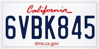CA license plate 6VBK845