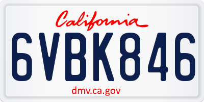 CA license plate 6VBK846