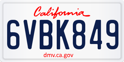 CA license plate 6VBK849