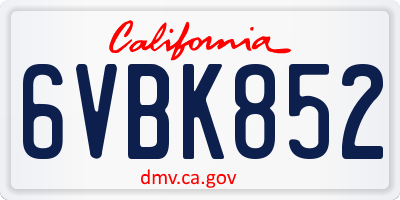 CA license plate 6VBK852