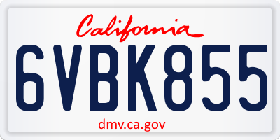 CA license plate 6VBK855